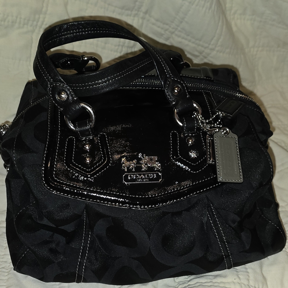 Coach Black Satchel with Glossy Accents